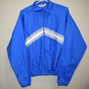 Vtg 70s CAL SPORT Men M Full-Zip Track Wind Coat Jacket Windbreaker Blue USA a18